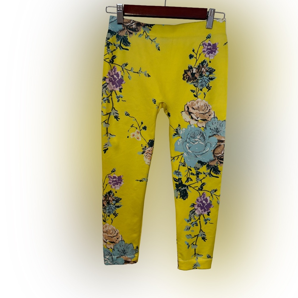 Connection 18 Yellow Floral Juniors Leggings